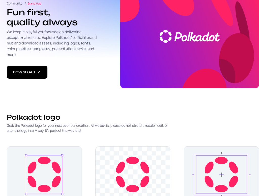 Picture of Polkadot Brand Kit webpage